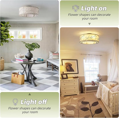 20 Inch White Crystal Ceiling Fan with Light, Caged Crystal Ceiling Fan with Light Remote Control, Flush Mount with 6 Speeds for Bedroom, Nursery, Living Room (6 E12 Bulb Includ) (White)