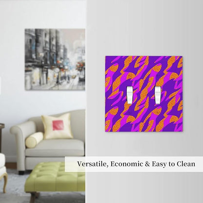 Neon Colors Colorful Double Toggle Light Switch Covers 2 Gang Wall Plate Dual Decorative Switchplate Electrical Faceplate for Bathroom Country Kitchen Bedroom Decor, 4.9" x 5"