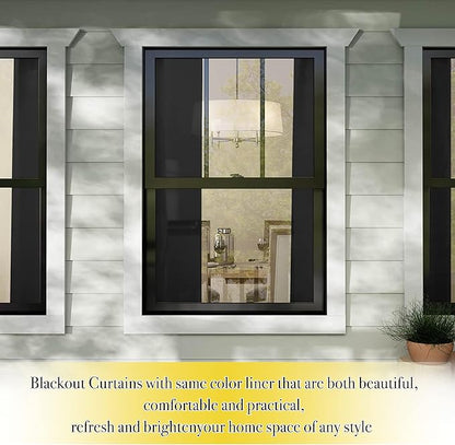 NICETOWN Cold Blocking 100% Black Out Curtains 95 inch Long, Durable Same Color Lined Blackout Drapes for Bedroom, Energy Saving Long Curtains for Patio Sliding Door, 52 inches x 95 inches, 2 Panels