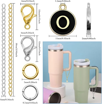 6PCS Letter Charm Accessories for Stanley Cup, Name ID Letter Handle Charm for Stanley Handle Identification Letter Pendant Handle Decoration for Stanley Tumbler Charms (Letter O)