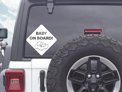 Baby on Board Sleepy Baby Viynl Decal Sticker for Windows, Car Sticker | Cars Trucks Vans, Bumper Sticker, Size: 5inch (White)