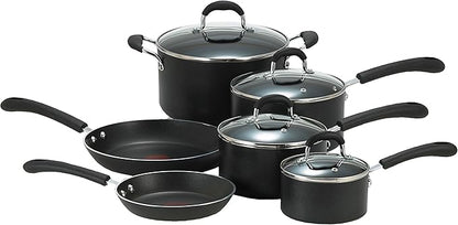 T-fal Ultimate Hard Anodized Nonstick Cookware Set 10 Piece Induction Oven Safe 400F Pots and Pans, Dishwasher Safe Black