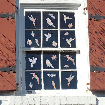 22 Pieces Anti Collision Window Decals for Bird Strikes Colorful Glass Sticker Bird Leaf Window Decals No Glue Required Electrostatic Sticker