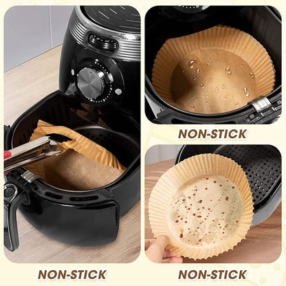 Air Fryer Disposable Paper Liners, 50 PCS Oil-proof, Water-proof, Non-stick Round Air Fryer Liners for Baking and Roasting