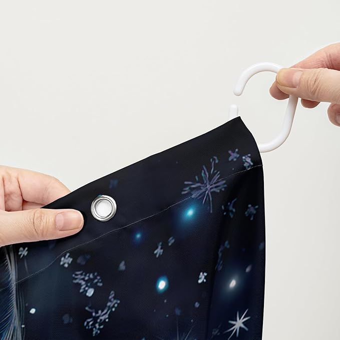 AILONEN 3D Howling Wolf Shower Curtain for Bathroo,Night Galaxy Starry Wolf Safari Animal Print Boys Teen Decor Bath Curtain 60" W*72" H Polyester Fabric Waterproof Bathroom Curtain with 12 Hooks