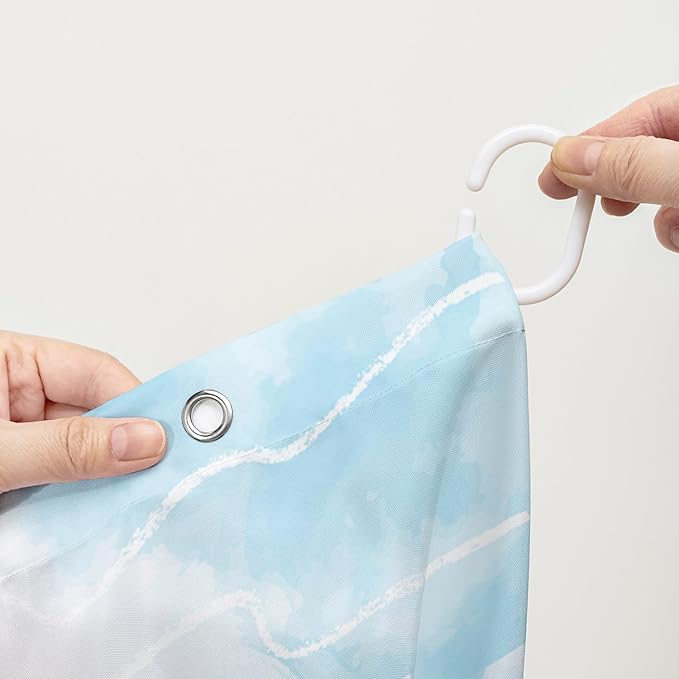 AILONEN Sea Octopuses Shower Curtain Set, Cartoon Octopus with Flowers Waterproof Fabric Shower Curtain,Watercolor Blue Ocean World Cloth Bath Curtain for Bathroom Decor with Hooks,72" Wx96 H