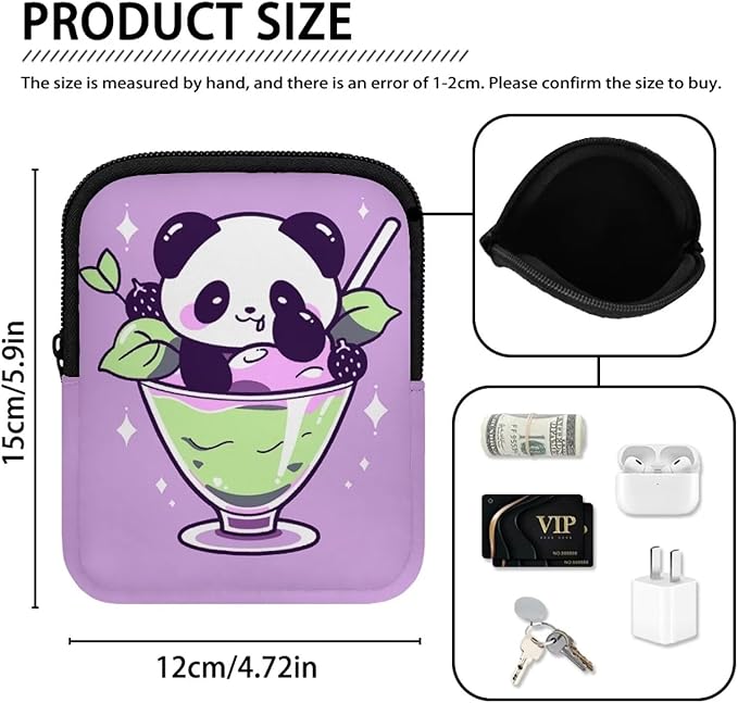 Panda Stanley Cup Pouch with Adjustable Strap Water Bottle Storage Bag 20oz-40oz IceFlow Tumbler Pouch for Stanley Accessories Purple