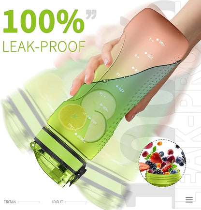 25oz Kids Sports Water Bottles for School with Spout Lid (Green Orange)