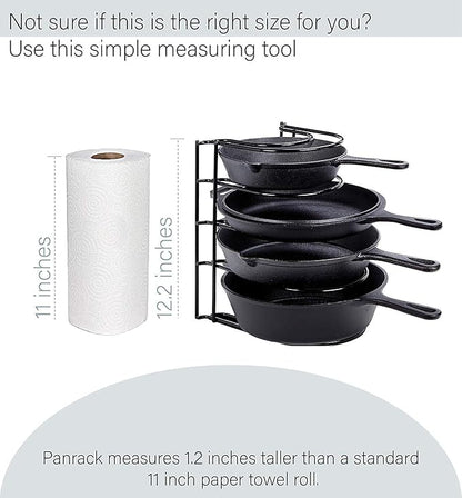 Cuisinel Heavy Duty Pan Organizer - 12.2" - 5 Tier Rack - Holds 50 LB - Cast Iron Skillets, Griddles and Shallow Pots - Durable Steel Construction - Space Saving Kitchen Storage - No Assembly Required