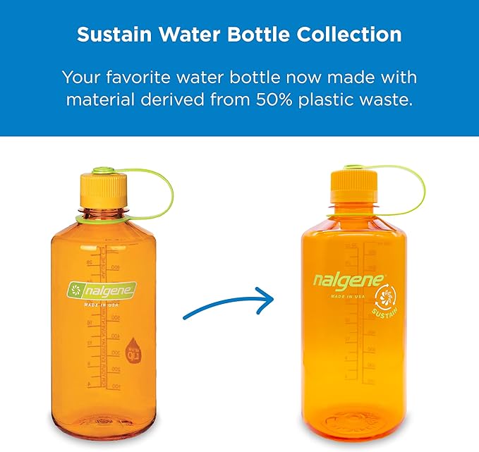 Nalgene Tritan Narrow Mouth BPA-Free Water Bottle, Gray, 32 oz