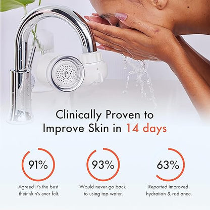 Filterbaby Skincare Filter 2.0, Bathroom Sink Filter Water Faucet for Skin Care, Clinically Tested Starter Kit, Filter w/10 Faucets Adaptors, Sink Water Filter for Skin Protection (White)