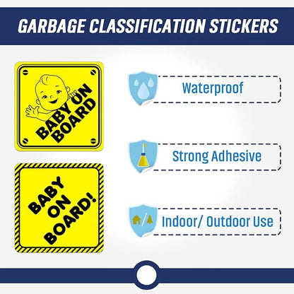 Baby in Car Sticker for Cars Vehicle Kids Children On Board Signs Vinyl Bumper Stickers Drive Safely Around Removable Window Label Decals Sign Truck Label Decorations