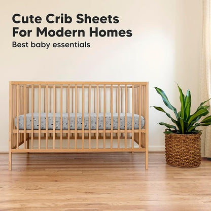 2-Pack Organic Crib Sheets for Boys, Girls - Jersey Fitted Crib Sheet, Baby Crib Sheets Neutral, Crib Mattress Sheet, Cotton Crib Sheets, Breathable Crib Sheet, Baby Mattress Sheets (Woodland)