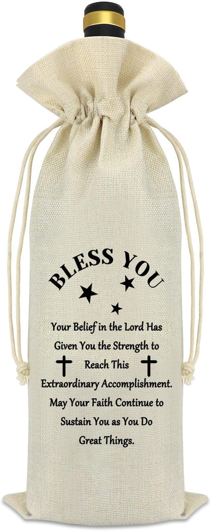 Graduation Gifts for Him Her Wine Bag Inspirational Gifts for Graduate Nephew Niece Brother Sister Son Daughter Religious Graduation Gifts Class of 2024 Graduation Gifts for Women Men Wine Bottle Bags