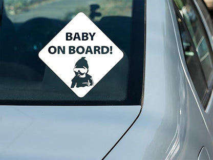 Baby On Board Sticker Viynl Decal Sticker for Windows, Car Sticker | Cars Trucks Vans, Bumper Sticker, Size: 5inch (White)