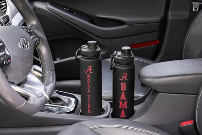 Alabama BAMA Water Bottle - Black Double Walled Stainless Steel 24 oz Keeps Drinks Cold or Hot