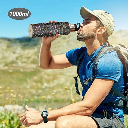 ALAZA Mathematics Education Geometrical Plots Formulas Water Bottle With Straw Lids Boys Girls,Vacuum Insulated Leakproof Stainless-Steel Sports Bottle Thermal Flask For Gym Yoga Camping,20Oz (600Ml)