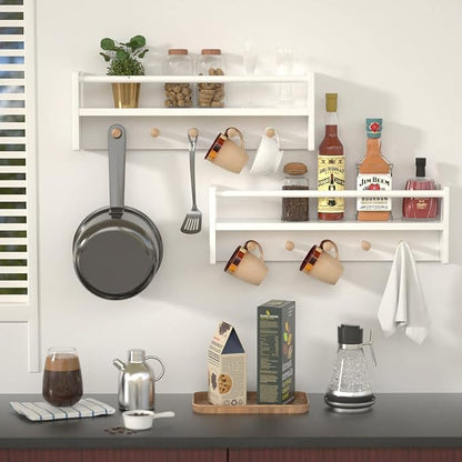 Nursery Floating Shelves for Kids Room, Set of 3 Wall Book Shelves for Kitchen Living Room, Book Shelf Wall Mounted for Baby Kids Bedoom Bathroom (White, 24inch Set 2)