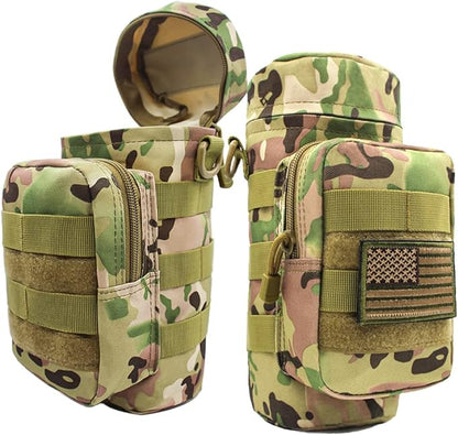 Outdoor Military Tactical Water Bottle Bag, Multi-Function Mount Water Bottle Bag for Camping Trip, with Adjustable Shoulder Strap, Large-Capacity Water Bottle Bag on Waist