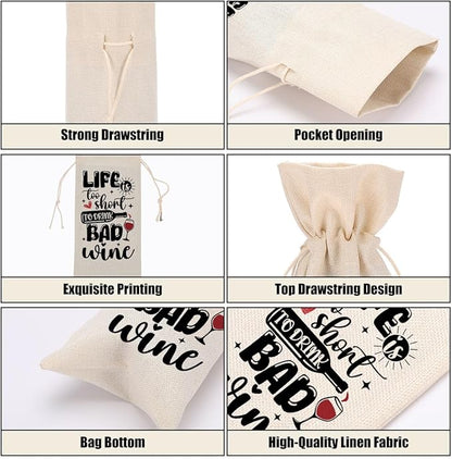 Funny Wine Quotes Wine Bag Wine Tasting Party Supplies for Wine Lovers Women Men Mom Groom Friend Christmas Birthday Wedding Bachelorrette Party Wine Bags