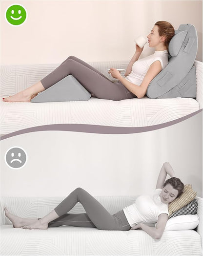 4pcs Orthopedic Bed Wedge Pillow Set Adjustable Wedge Pillow for Sleeping Wedge Pillows Memory Foam Bed Wedge Pillows for Back Support Leg Elevation System