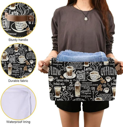 Wamika Black Coffee Beans Storage Basket Fabric Laundry Baskets Cappuccino Latte Chocolate Cocoa Storage Boxes Organizer Bag for Baby Cloth Dog Toy Book Storage Cubes Shelf Closet Bins 16x12x8 Inches