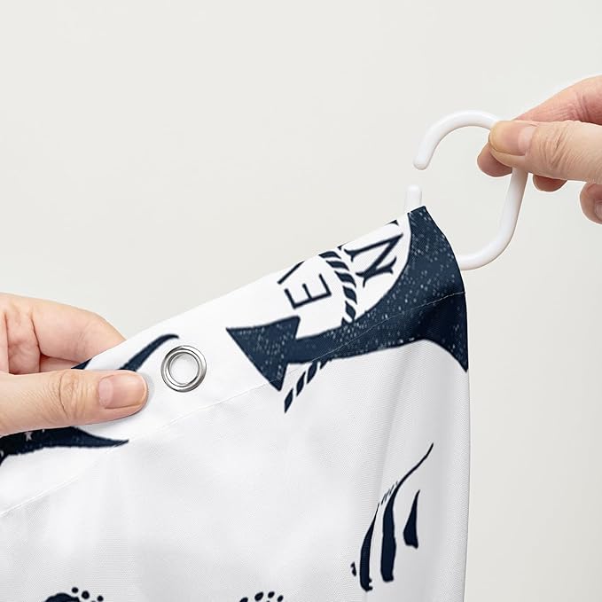 AILONEN Whale Shower Curtain Cartoon Gull Sea Turtle Octopus Bath Curtain Ocean Animal Blue Printed Shower Curtain 48" W*72" H Minimalist Bathroom Curtain Polyester Waterproof Curtain with 12 Hooks