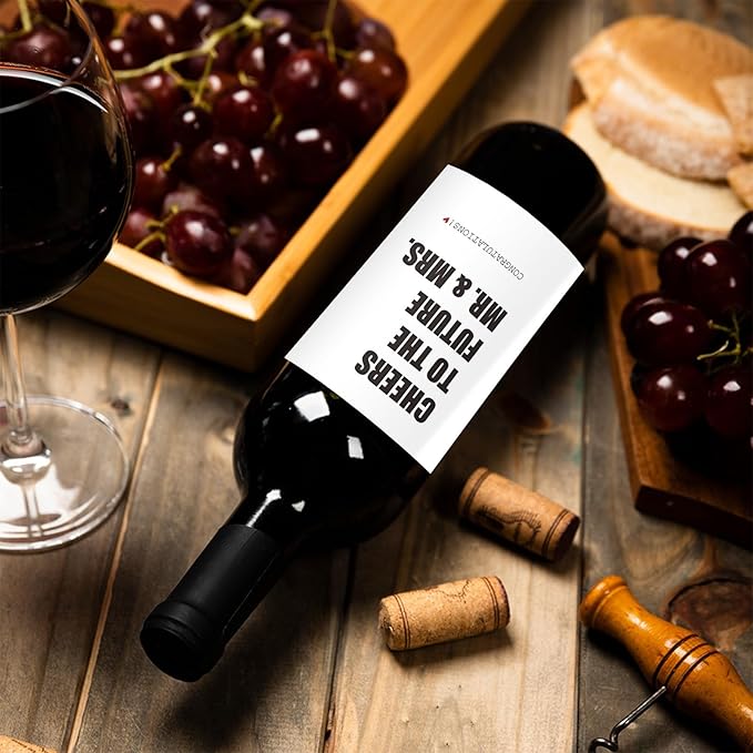 24 Pcs Funny Engagement Wine Label Engaged Wine Bottle Stickers Cheers to the Future Mr And Mrs Wine Bottle Labels Engagement Party Decorations Gifts for Engaged Couples Newly Her Him
