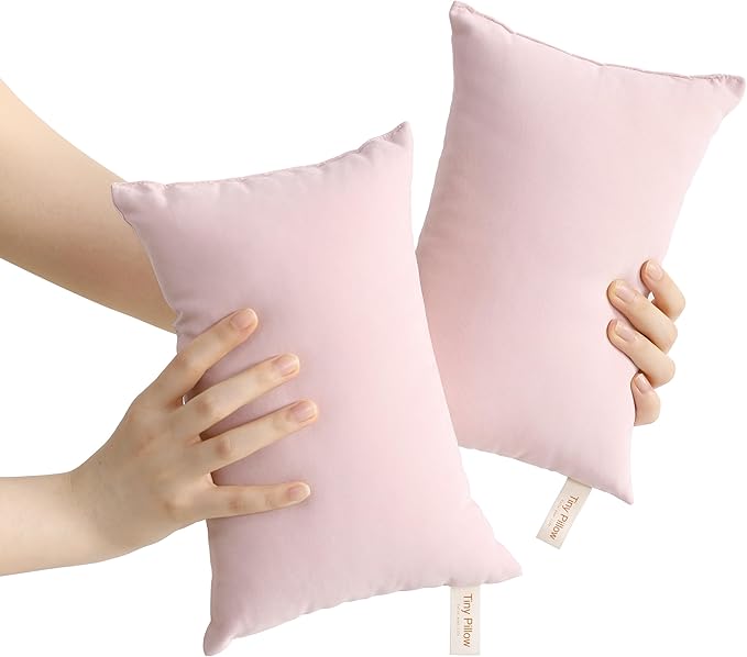 BEDSUM 2 Pack Tiny Pillows, 11"x7" Microfiber Mini Pillows for Travel, Dogs, Cats, Soft and Machine Washable Small Pillows for Neck, Wrist, and Knee Comfort, Pink