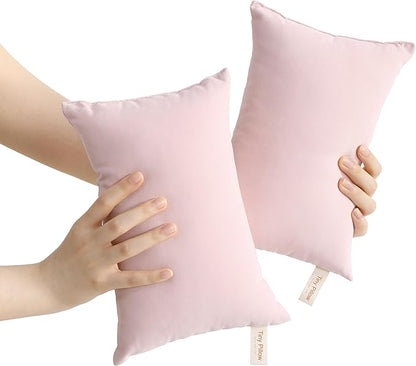 BEDSUM 2 Pack Tiny Pillows, 11"x7" Microfiber Mini Pillows for Travel, Dogs, Cats, Soft and Machine Washable Small Pillows for Neck, Wrist, and Knee Comfort, Pink