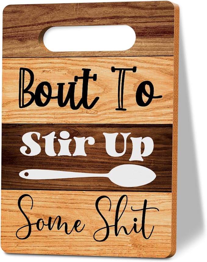 Funny Cutting Board Gifts, Wood Cutting Boards for Kitchen, House Warming Gifts New Home, Kitchen Wall Art, Christmas Birthday Gifts for Women Mom Grandma 8 x 12 Inch