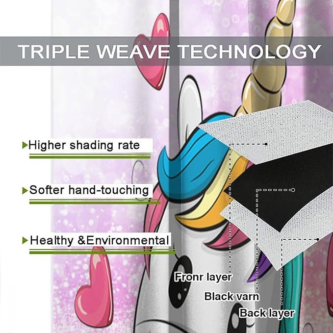 Kids Unicorn Curtains Kids Girls Boys Rainbow Unicorn Pattern Blackout Curtains Bedroom Curtains 63x72 Inches 2 Panels