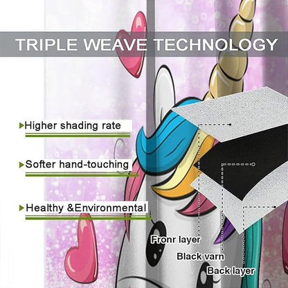 Kids Unicorn Curtains Kids Girls Boys Rainbow Unicorn Pattern Blackout Curtains Bedroom Curtains 63x72 Inches 2 Panels