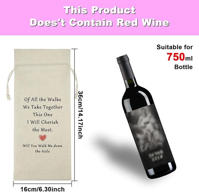 Gfhzdmf Proposal Gift Engagement Gift for Women Men Wine Gift Bag Wedding Day Gift for Bride Groom Wedding Gift for Dad Bridesmaid Anniversary Valentine Gift for Girlfriend Burlap Wine Bottle Bags