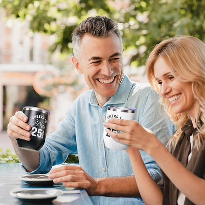 AW BRIDAL 25th Anniversary Wedding Gifts for Her, Valentine's Day Anniversary Wine Gifts for Couples 25 Years Gifts Anniversary Married Gifts for Parents Grandparents Family