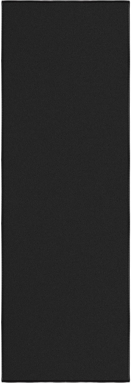 Machine Washable Modern Solid Design Non-Slip Rubberback 2x5 Traditional Runner Rug for Hallway, Kitchen, Bedroom, Entryway, 20" x 59", Black