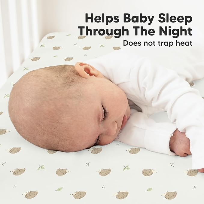 2-Pack Organic Crib Sheets for Boys, Girls - Jersey Fitted Crib Sheet, Baby Crib Sheets Neutral, Crib Mattress Sheet, Cotton Crib Sheets, Breathable Crib Sheet, Baby Mattress Sheets (Nibbles/Bruce)