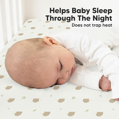 2-Pack Organic Crib Sheets for Boys, Girls - Jersey Fitted Crib Sheet, Baby Crib Sheets Neutral, Crib Mattress Sheet, Cotton Crib Sheets, Breathable Crib Sheet, Baby Mattress Sheets (Nibbles/Bruce)