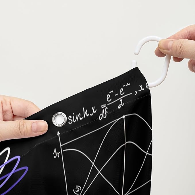 AILONEN Solar System Shower Curtain,Math Galaxy Purple Planet Bath Curtain for Bathroom Decor,Cartoon Planet Polyester Waterproof with 12 Plastic Hooks 72" W*72" H