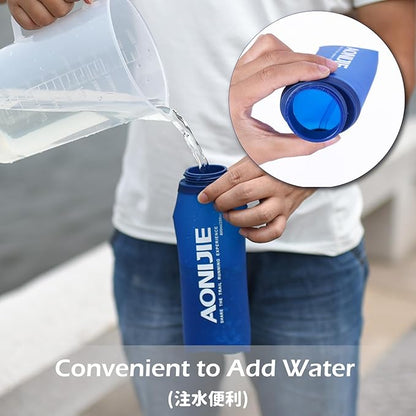 Azarxis Soft Flask Collapsible Water Bottle Running Soft Gel Flask Reservoir Handheld Folding TPU 600ml for Hydration Pack Hiking Cycling Climbing (600ml - 1 Pack)
