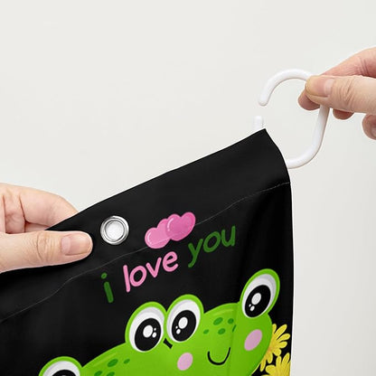 AILONEN Cartoon Frog Shower Curtain 48" W*72" H,Funny Frog Cartoon Green Animal Shower Curtain,Frog Lover Curtain Bathroom Decor Shower Curtain with 12 Hooks
