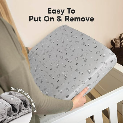 2-Pack Organic Crib Sheets for Boys, Girls - Jersey Fitted Crib Sheet, Baby Crib Sheets Neutral, Crib Mattress Sheet, Cotton Crib Sheets, Breathable Crib Sheet, Baby Mattress Sheets (Woodland)