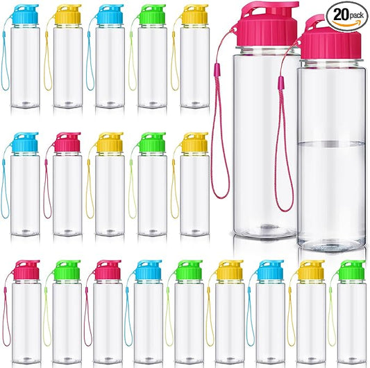 Mifoci 20 Pieces Water Bottle Bulk Plastic Water Bottles Bulk Gym Sports Adults Reusable Large Water Bottles with Leak Proof Flip Top for Party Outdoor(17 oz,Colorful)