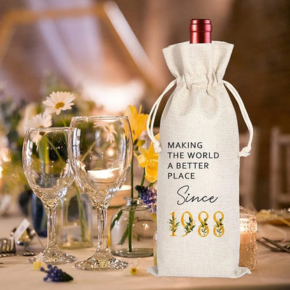36th Birthday Gift | 36 Birthday Wine Bag Gift |Making The World A Better Place Since 1988 | 36 Birthday Gifts for Her Sister | 36 Years Old Gift Idea Wine Bag | 36 Birthday Party Favors 11WB38