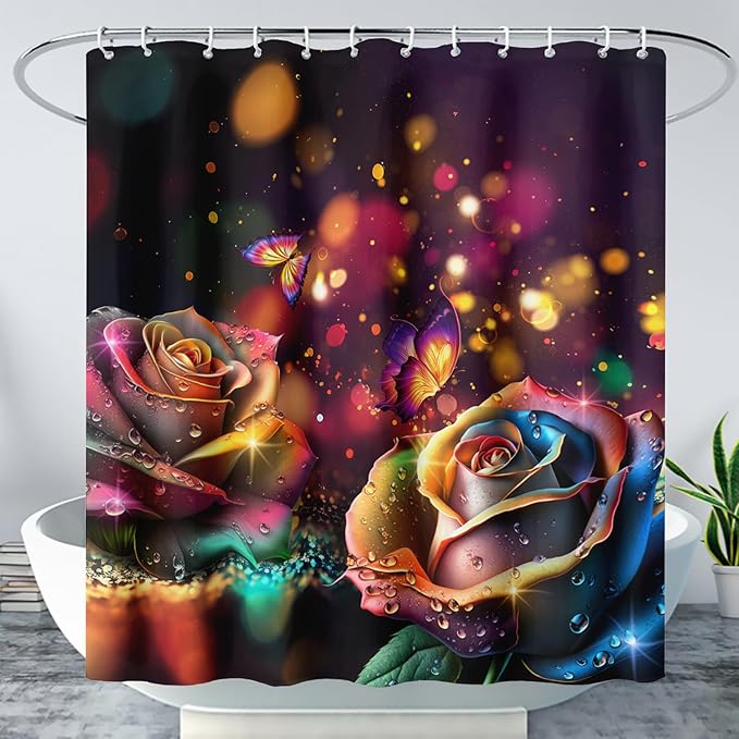 AILONEN Colorful Skull Shower Curtain for Bathroom Decor,Gradient Mushroom Skull Bath Curtain for Kids Boys Girls,Print Polyester Waterproof with 12 Plastic Hooks 72" W*78" H