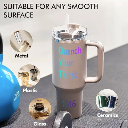 6 Pack Shiny Letters Stickers for Stanley Cups, Self Adhesive Waterproof Vinyl Custom Name Alphabet Number Sticker, Tags Logo Decor for Adults Kids Laptop Sign Desk Classroom