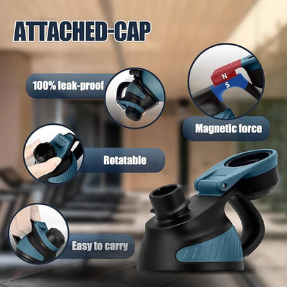 Insulated Half Gallon Water Bottle 64oz with Magnetic Lid,Stainless Steel Double-Wall Vacuum Leak Proof Sports Insulated Jug with Paracord Handle, Keep Water Hot & Cold for Outdoor,Gym