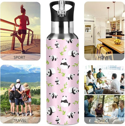 MNSRUU Insulated Water Bottle with Straw, Rainbow and Unicorns Stainless Steel Flasks for Sports Cycling Hiking School