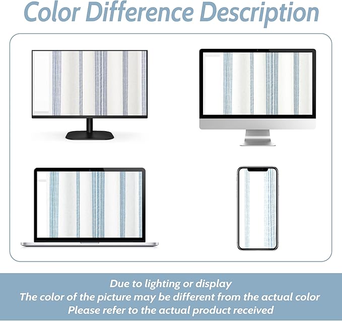 DriftAway Chris Linen Lined Valance Double Layer Thermal Insulated Room Darkening Blackout Valances 3 Inch Rod Pocket Vertical Striped Kitchen Valance for Bathroom 52 Inch by 14 Inch Jean Navy