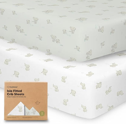 2-Pack Crib Sheets for Boys,Girls - Viscose Derived from Bamboo Fitted Crib Sheet, Organic Baby Crib Sheets, Crib Mattress Sheet,Toddler Bed Sheets,Baby Sheets for Crib Fitted Sheets(Elly)